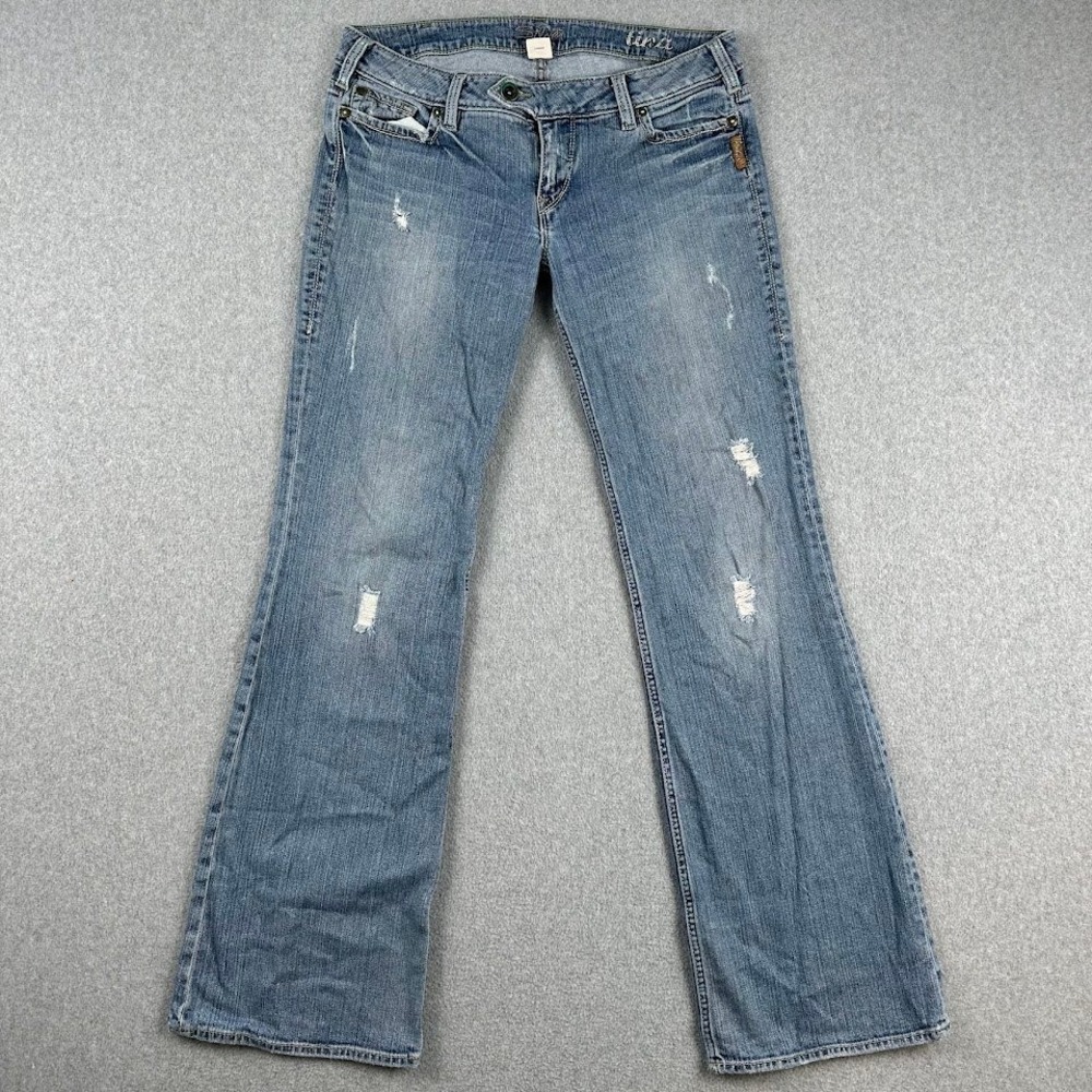 Silver Jeans Womens Size 4 Tina‎ Bootcut Medium Wash Denim Jeans Distressed